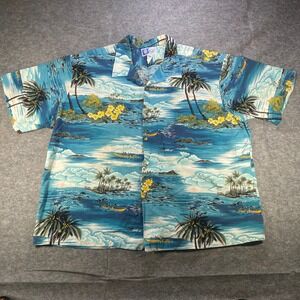 RJC Hawaiian Shirt Mens 4XL Floral Palm Tree Aloha Made in Hawaii Top